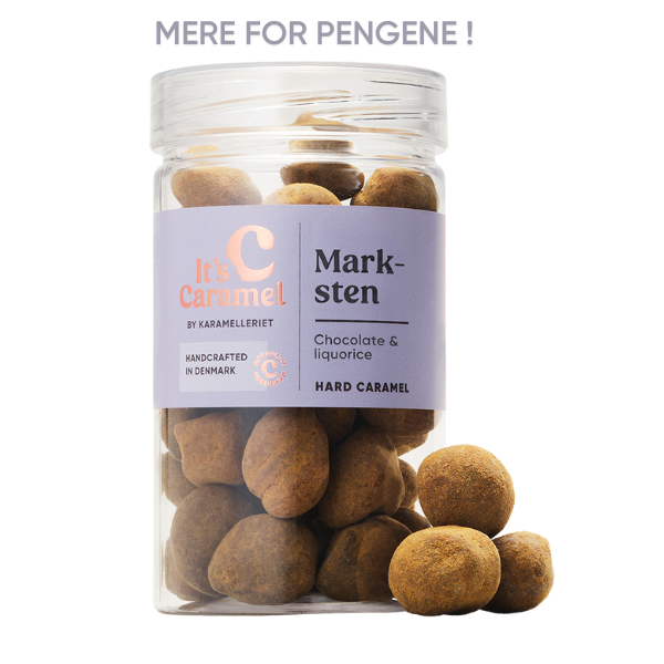 MARKSTEN 195g - Hård chokoladekaramel med lakrids