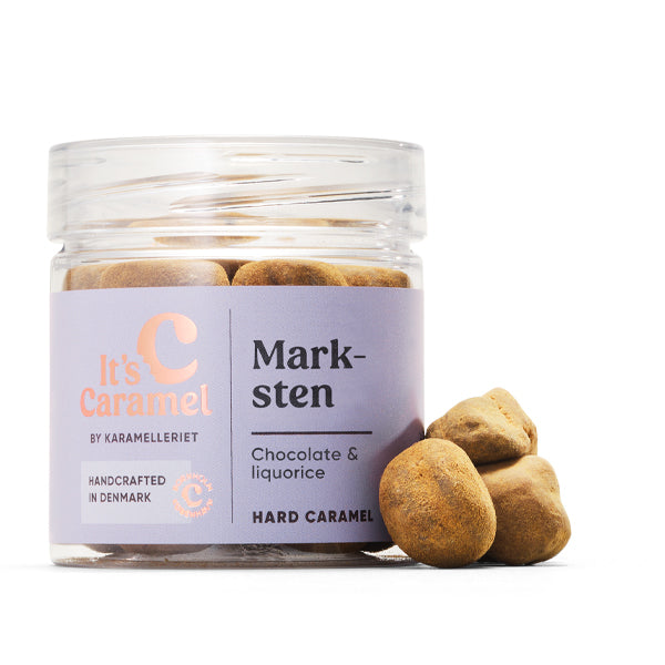 MARKSTEN 90g - Hård chokoladekaramel med lakrids